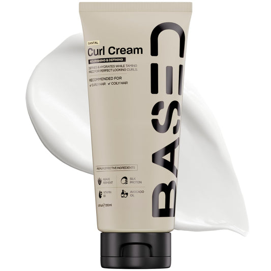 BASED Curl Cream, Defines Curls, Controls Frizz, Medium Hold, Hydrates & Nourishes with Agave, Silk Protein & Castor Oil, No Harmful Chemicals or Artificial Fragrance (6.8 Oz Pack of 1)